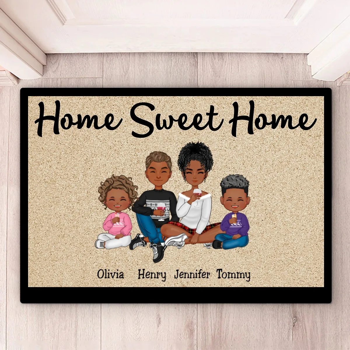 Family - Home Sweet Home With Our Kids - Personalized Doormat